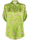 Alemais Dice Paisley Silk Shirt In Forest