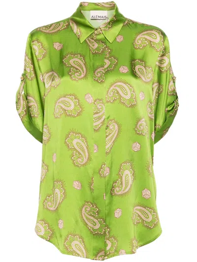 Alemais Dice Paisly-print Silk Shirt In Forest