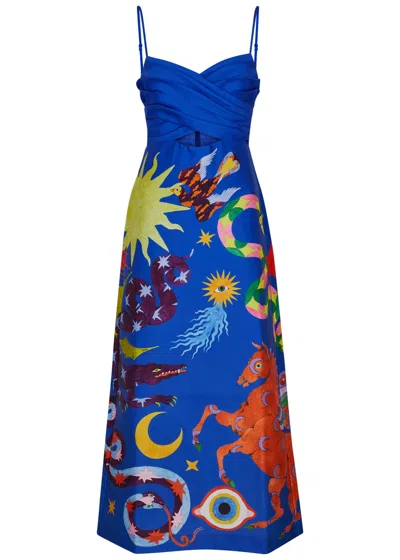 Alemais Guardian Printed Satin Midi Dress In Multicoloured