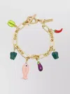 Alemais Handmade Multi-colour Fish Charm Bracelet In Gold