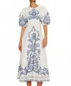 Alemais Hazel Embroidered Midi Dress In Ivory/oatmilk In Multi