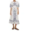 Alemais Hazel Embroidered Linen Midi Dress In White