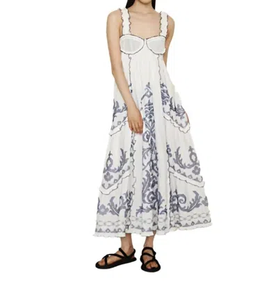Alemais Hazel Smocked Embroidered Dress In White