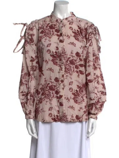 Pre-owned Alemais Heather Floral Print Blouse In Pink