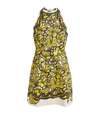 Alemais Mona Floral-print Hemp Mini Dress In Multi