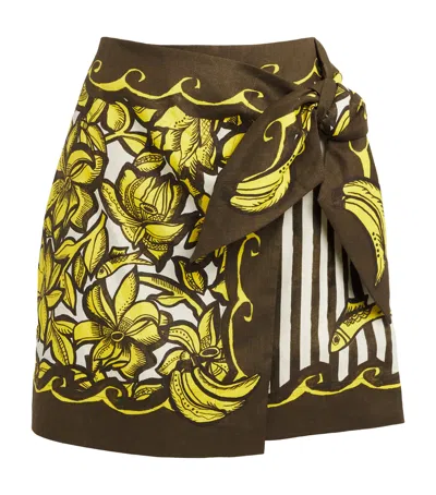 Alemais Hemp Printed Mona Sarong Mini Skirt In Brown