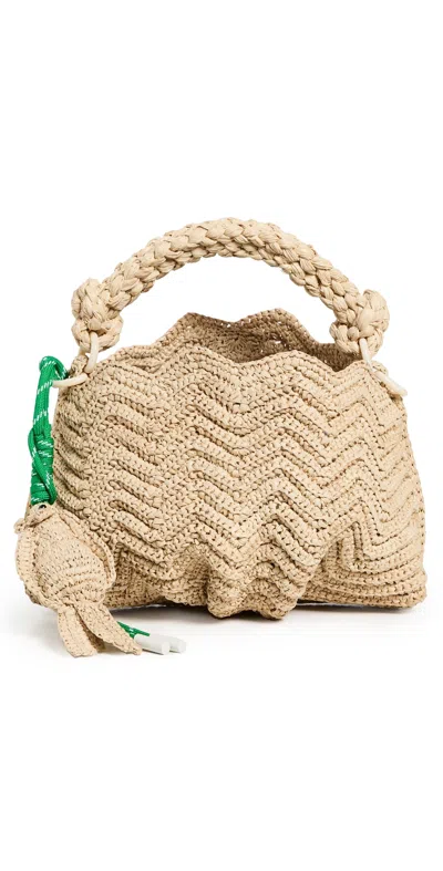 Alemais Horizon Raffia Shell Crossbody Bag Natural
