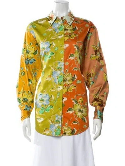 Pre-owned Alemais Hotel Lamu Floral Print Blouse In Yellow