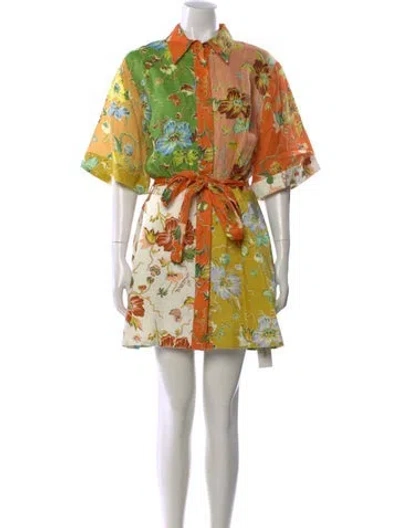 Pre-owned Alemais Hotel Lamu Mini Dress In Green