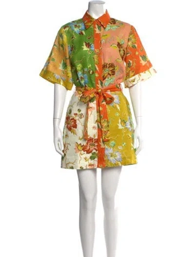 Pre-owned Alemais Hotel Lamu Mini Dress Mini Dress In Neutrals/orange/yellow