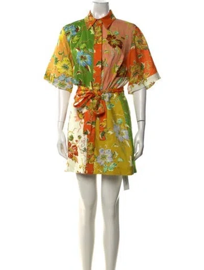 Pre-owned Alemais Hotel Lamu Mini Dress In Neutrals/orange/yellow