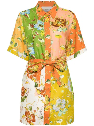 Alemais Hotel Lamu Printed-linen Mini Shirt Dress In Multi