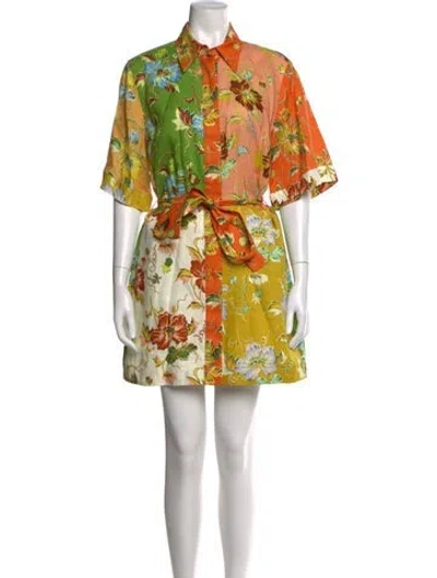 Pre-owned Alemais Hotel Lamu Spliced Mini Mini Dress In Green