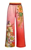 Alemais Inez Floral-print Side-stripe Trousers In Pink