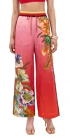 Alemais Inez Floral-print Side-stripe Trousers In Red