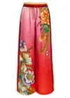 Alemais Inez Printed Flax Trousers In Red
