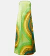 Alemais Iris Strapless Printed Satin Maxi Dress In Grün