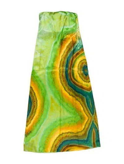 Pre-owned Alemais Iris Strapless Midi Length Dress In Green