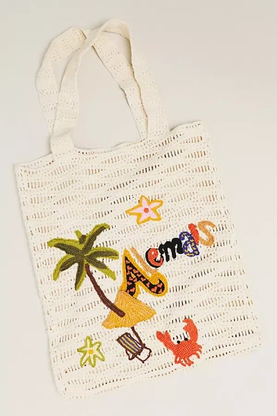 Alemais Island Cove 100% Cotton Crochet Tote Bag In Red