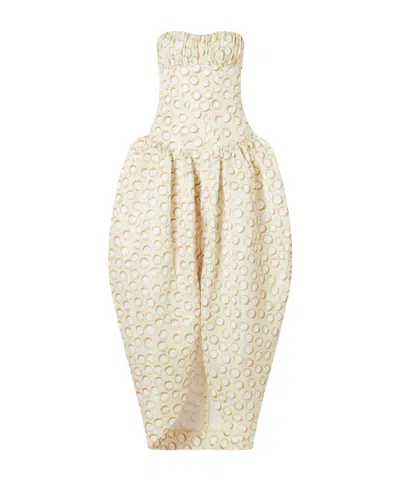 Alemais Paula Ruched Printed Brocade Gown In White
