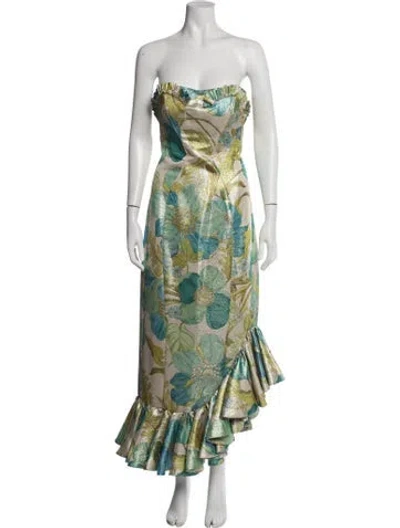 Pre-owned Alemais Janis Long Dress In Green