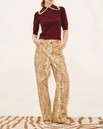 Alemais Jasper Knit Polo In Chocolate In Burgundy