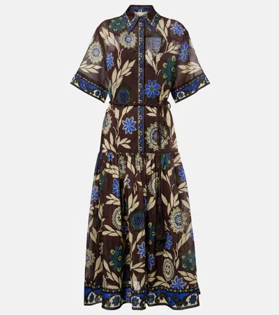 Alemais Jasper Printed Cotton And Silk Shirt Dress In Brown