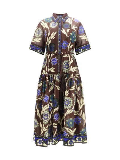 Alemais Jasper Printed Cotton And Silk Shirt Dress In Brown