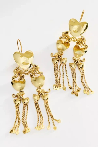 Alemais Jem Heart Monkey Drop Earrings In Gold