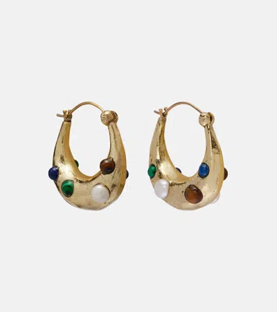 Alemais Alémais Jem Rainbow Embellished Hoop Earrings In Gold