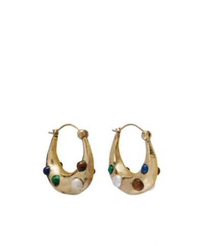 Alemais Jem Rainbow Embellished Hoop Earrings In Gold