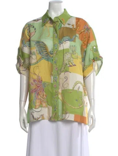 Pre-owned Alemais Jerome Shirt Alligator Blouse W/ Tags W/tags In Green