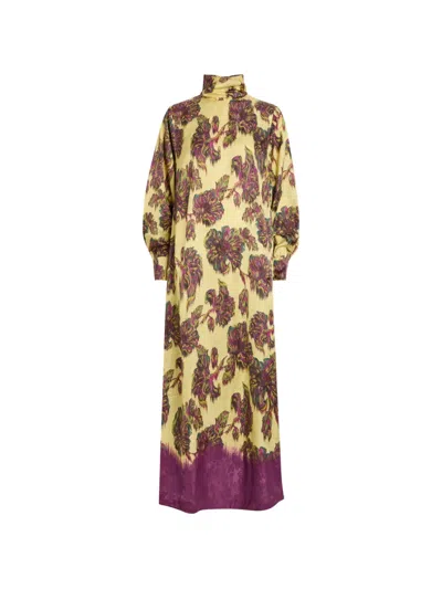 Alemais Jerry Floral-print High-neck Maxi Dress In Yellow