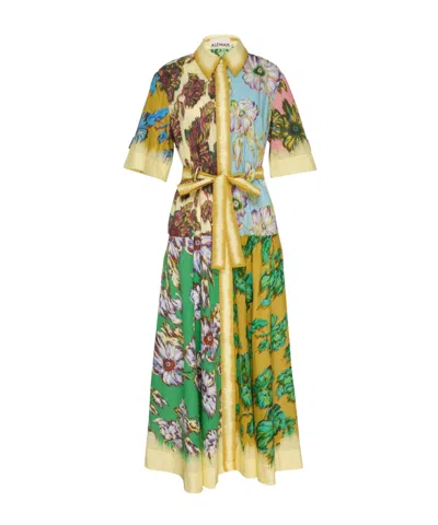Alemais Jerry Floral-printed Belted Maxi Shirt Dress In Green