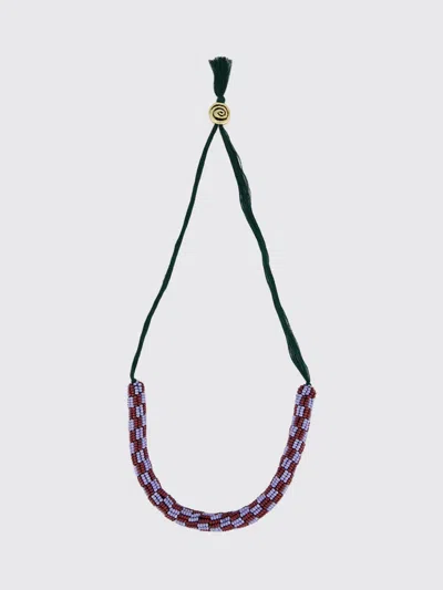 Alemais Beaded Fabric Necklace In Green