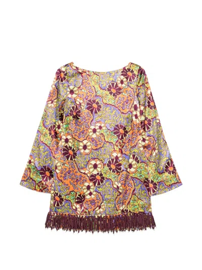Alemais Joanna Fringe-trimmed Mini Dress In Pattern
