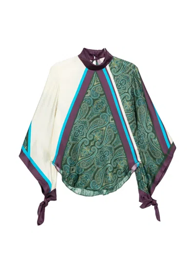 Alemais Joni Paisley-print Silk Top In Green