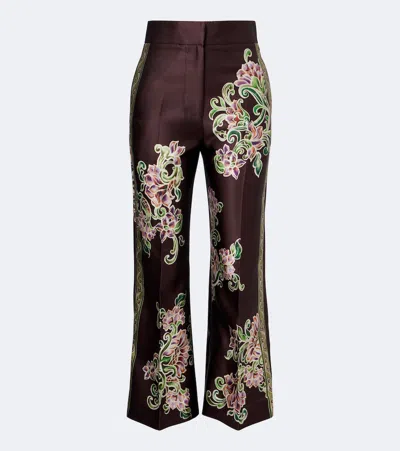 Alemais Alémais Josie Floral Cropped Wide-leg Pants In Brown