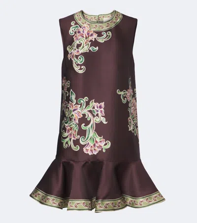 Alemais Alémais Josie Floral Ruffled Minidress In Brown