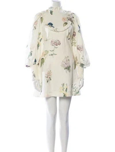 Pre-owned Alemais Jules Floral Mini Dress Mini Dress In Neutral