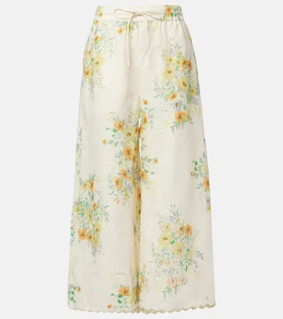 ALEMAIS ALÉMAIS JULIETTE FLORAL LINEN WIDE-LEG PANTS