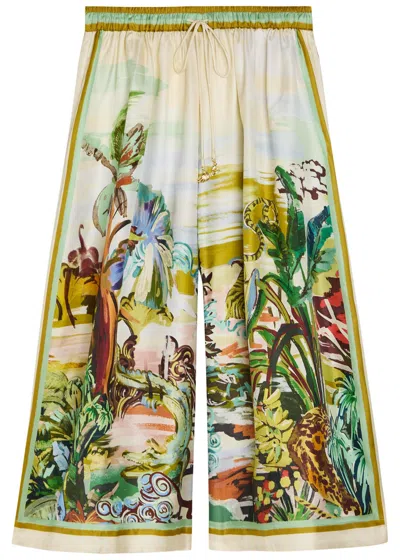 Alemais Jungle Boogie Printed Silk Culotte Trousers In Multi