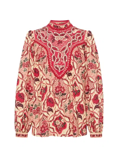 Alemais Kenny Floral-print Blouse In Red
