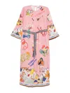 Alemais La Charrasca Printed Linen Midi Dress In Blue