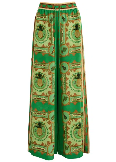 ALEMAIS ALEMAIS LA MUSICA PRINTED WIDE-LEG SILK TROUSERS