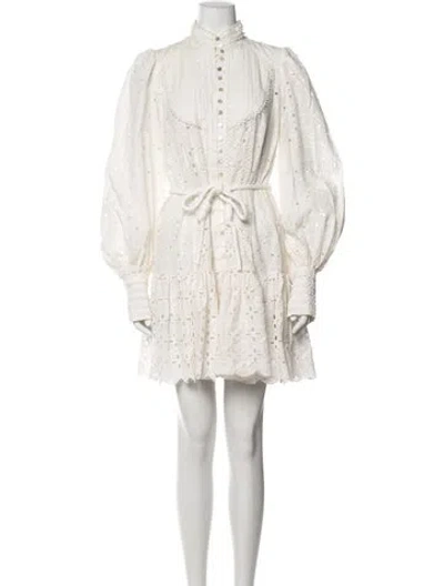 Pre-owned Alemais Lace Pattern Mini Dress In Neutrals