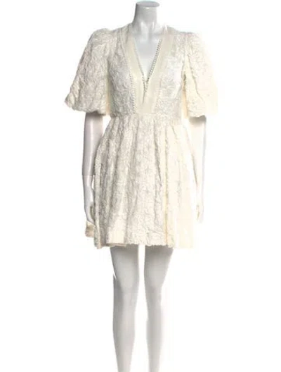 Pre-owned Alemais Lace Pattern Mini Dress In White