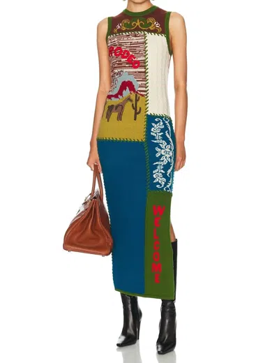 Alemais Lasso Patchwork Knit Dress In Multi In Gray