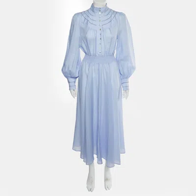 Pre-owned Alemais Lavender Cotton Felicia Midi Dress M In Purple