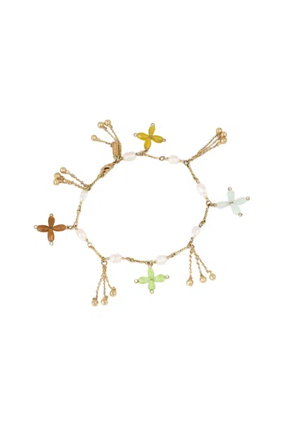 Alemais Le Jardin Bead Flower Anklet In Gold